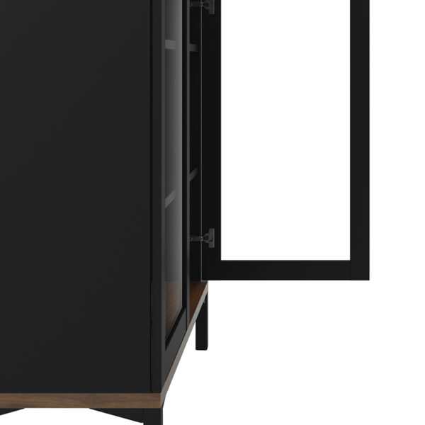 Paphos Display Cabinet Glazed 2 Doors in Black and Walnut | Self Assembly
