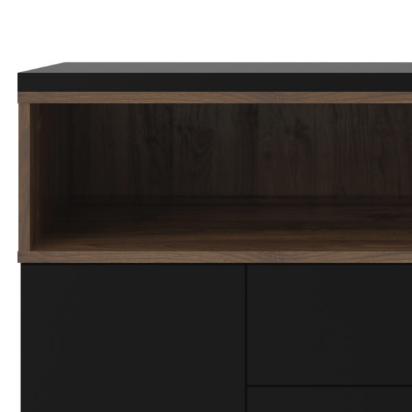 Paphos Sideboard 3 Drawers 3 Doors in Black and Walnut | Self Assembly