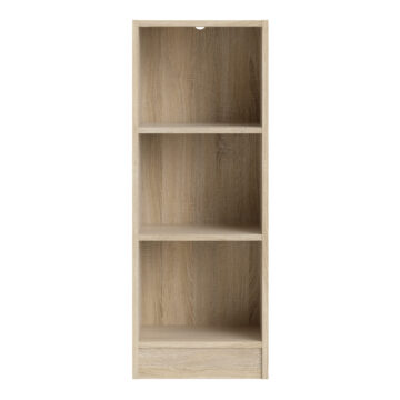 Boardwalk Collection Low Narrow 2 Shelf Bookcase | Oak Finish