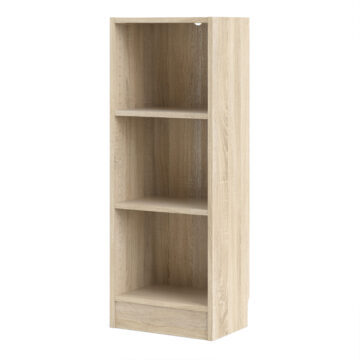 Boardwalk Collection Low Narrow 2 Shelf Bookcase | Oak Finish