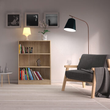 Boardwalk Bookcase Collection Low Wide Bookcase (2 Shelves) in Oak