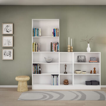 Boardwalk Collection White Tall Wide 4 Shelf Bookcase