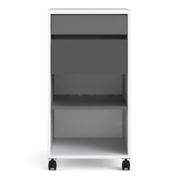 Ajax Plus White 2 Drawer 1 Shelf Mobile File Cabinet | Grey Drawers