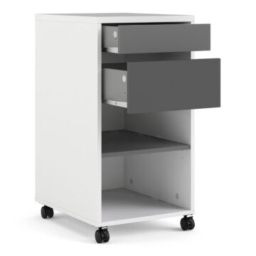 Ajax Plus White 2 Drawer 1 Shelf Mobile File Cabinet | Grey Drawers