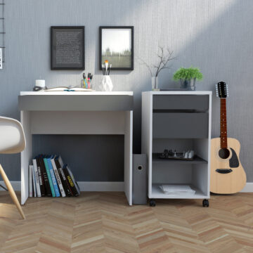 Ajax Plus White 2 Drawer 1 Shelf Mobile File Cabinet | Grey Drawers