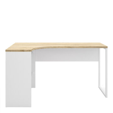 Ajax Plus White 2 Drawer Corner Desk | Oak Finish