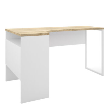 Ajax Plus White 2 Drawer Corner Desk | Oak Finish