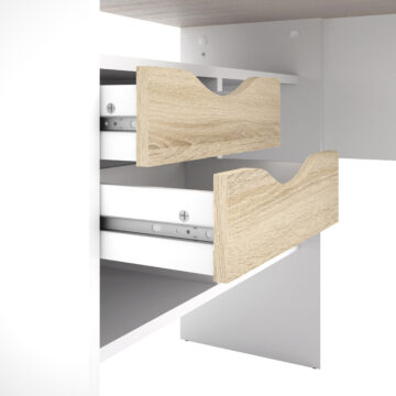 Ajax Plus White 2 Drawer Corner Desk | Oak Finish