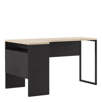 Ajax Plus Matt Black 2 Drawer Corner Desk | Oak Finish