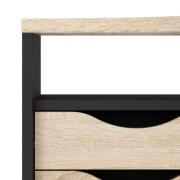 Ajax Plus Matt Black 2 Drawer Corner Desk | Oak Finish