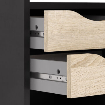 Ajax Plus Matt Black 2 Drawer Corner Desk | Oak Finish