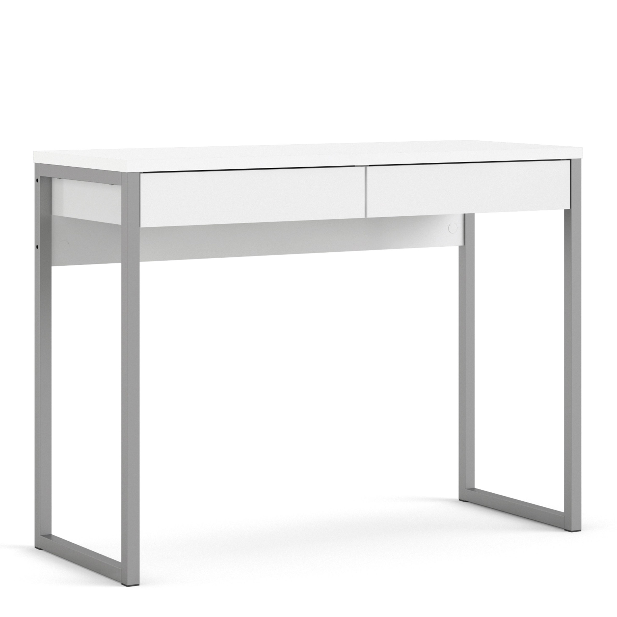 Ajax Office Collection Desk 2 Drawers In White High Gloss Self Assembly Oak World