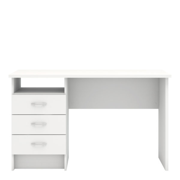 Ajax Plus Desk with 3 Drawers in White | Self Assembly
