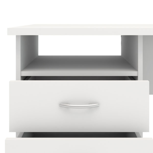 Ajax Plus Desk with 3 Drawers in White | Self Assembly