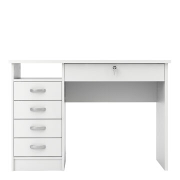 Ajax Plus White 5 Drawer Desk