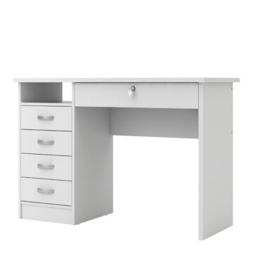 Ajax Plus White 5 Drawer Desk