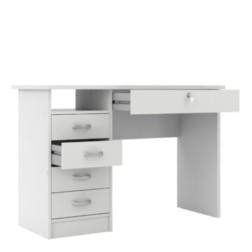 Ajax Plus White 5 Drawer Desk