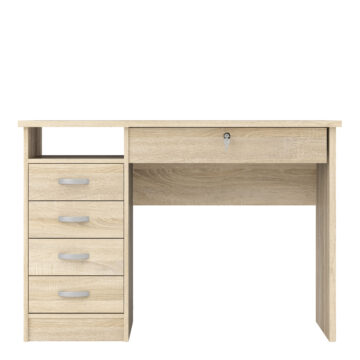 Ajax Plus 5 Drawer Desk | Oak Finish