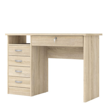 Ajax Plus 5 Drawer Desk | Oak Finish