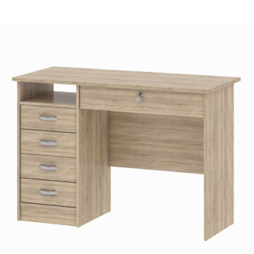 Ajax Plus 5 Drawer Desk | Oak Finish