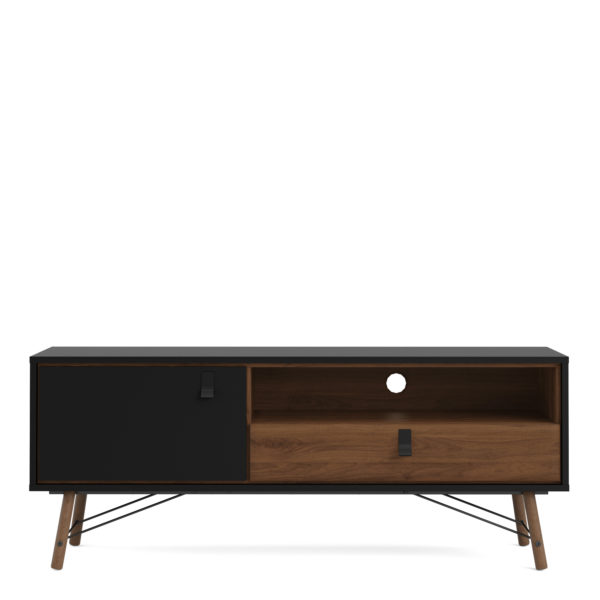 Kielder TV Unit 1 Door + 1 Drawer | Black | Self Assembly