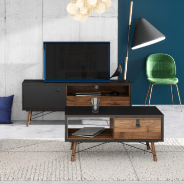 Kielder Black 1 Door 1 Drawer TV Unit 150cm