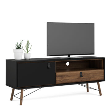 Kielder Black 1 Door 1 Drawer TV Unit 150cm