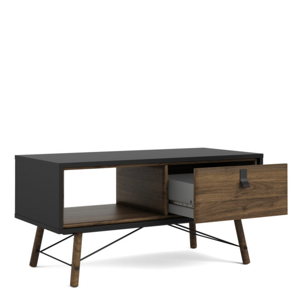 Kielder Coffee Table with 1 Drawer | Black | Self Assembly