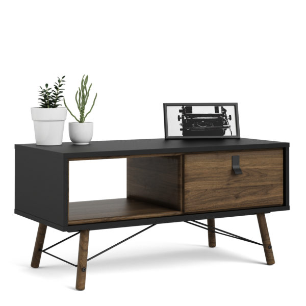 Kielder Coffee Table with 1 Drawer | Black | Self Assembly