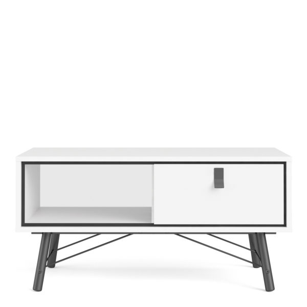Kielder White Coffee Table with 1 Drawer | Self Assembly