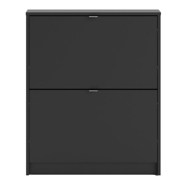 Luxor Shoe Cabinet Collection With 2 Tilting Doors and 1 Layer | Black | Self Assembly