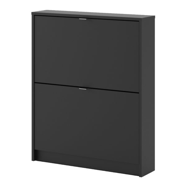 Luxor Shoe Cabinet Collection With 2 Tilting Doors and 1 Layer | Black | Self Assembly