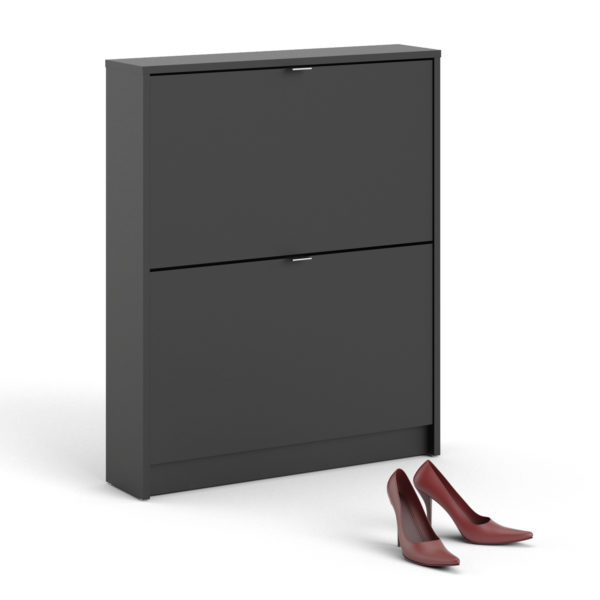 Luxor Shoe Cabinet Collection With 2 Tilting Doors and 1 Layer | Black | Self Assembly