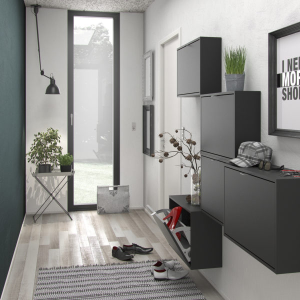 Luxor Shoe Cabinet Collection With 2 Tilting Doors and 1 Layer | Black | Self Assembly