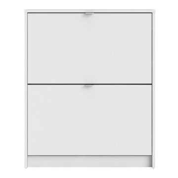 White Luxor Shoe Cabinet Collection With 2 Tilting Doors and 2 Layers