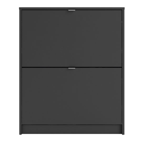 Luxor Shoe Cabinet Collection With 2 Tilting Doors and 2 Layers | Black | Self Assembly