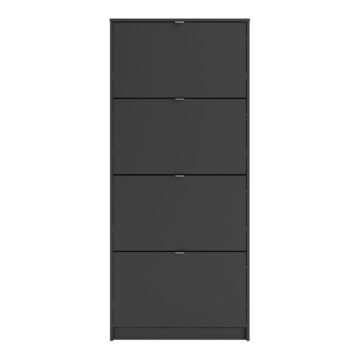 Luxor Black 4 Door Shoe Cabinet | 2 Layers