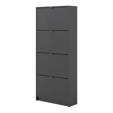 Luxor Black 4 Door Shoe Cabinet | 2 Layers