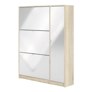 Luxor White 4 Door Shoe Cabinet | 2 Layers