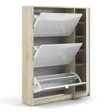 Luxor White 4 Door Shoe Cabinet | 2 Layers