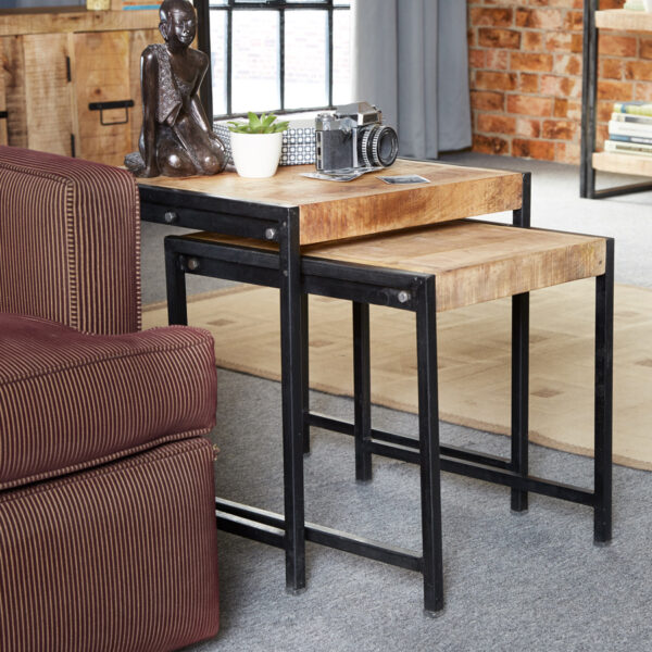Black Memphis Industrial Nest of 2 Tables