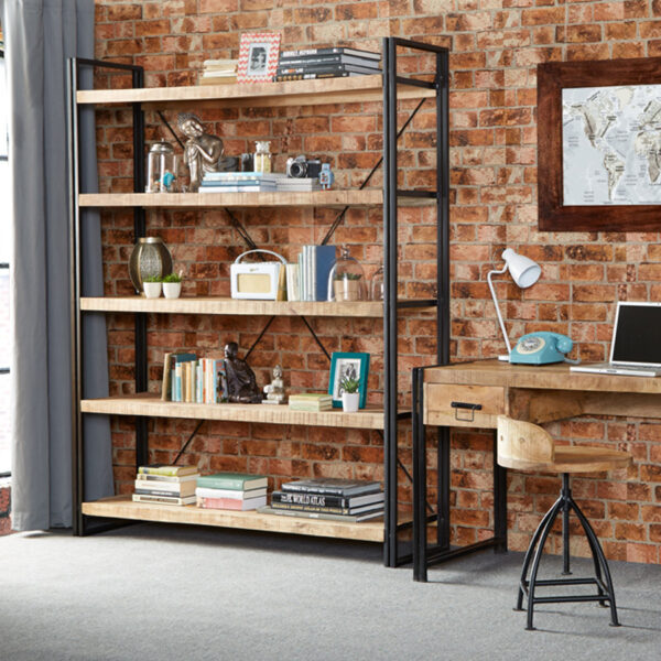 Memphis Industrial Metal Large Open Mango Bookcase