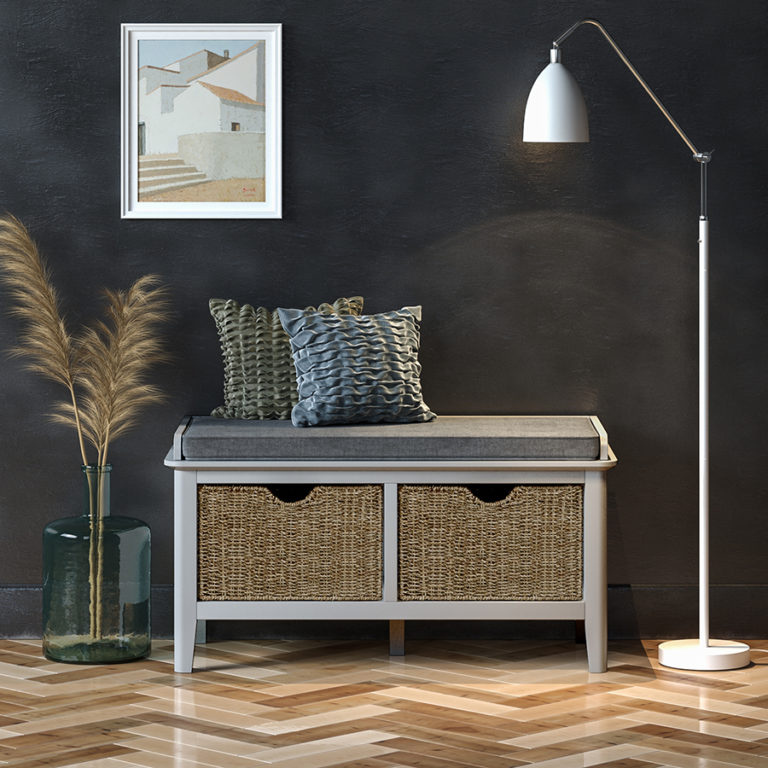 Stornoway Grey Bedside Table Fully Assembled Oak World