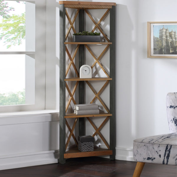 Harlequin Reclaimed Large Corner Metal Bookcase