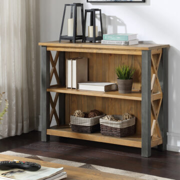 Harlequin Reclaimed Timber Low Metal Bookcase | Assembled