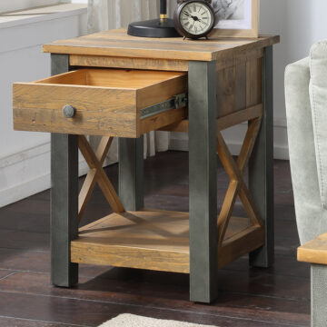 Harlequin Reclaimed Lamp Table With Drawer