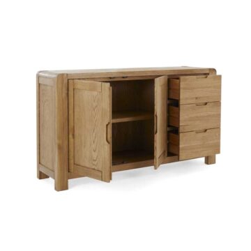 Kalmar Oak 2 Door 3 Drawer Large Sideboard | Assembled