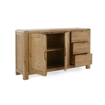 Kalmar Oak 2 Door 3 Drawer Large Sideboard | Assembled