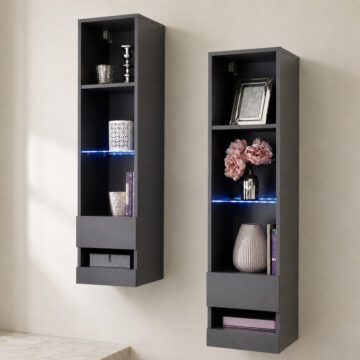 Lugo Grey Tall Shelf Unit | LEDs