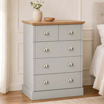 Oban 2 + 3 Chest of Drawers | Grey | Chrome Handles